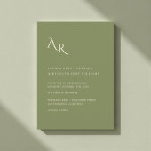 Modern Minimalist Elegant Green Cream Wedding 招待状