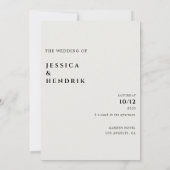 Modern Minimalist Elegant Ivory Wedding 招待状 (裏面)