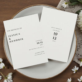 Modern Minimalist Elegant Ivory Wedding 招待状