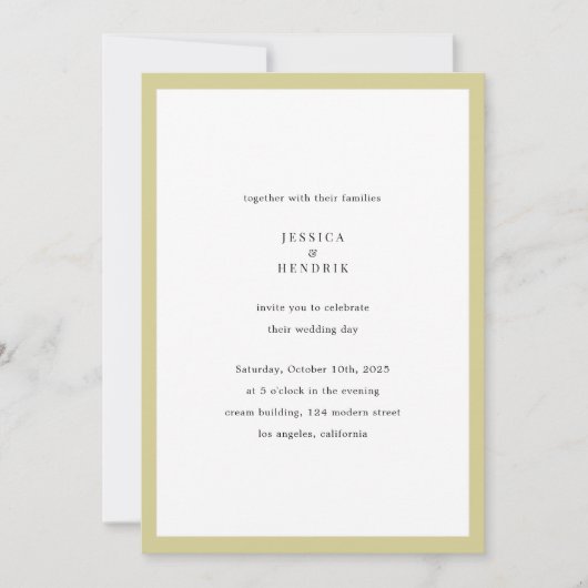 Modern Minimalist Elegant Lime Green Wedding 招待状 (正面)