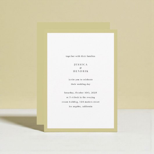 Modern Minimalist Elegant Lime Green Wedding 招待状