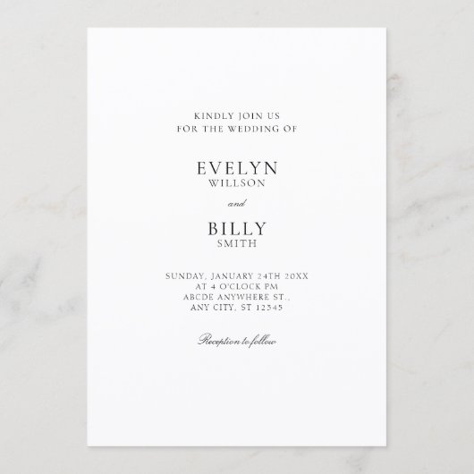 Modern minimalist elegant photo wedding  招待状 (裏面)