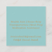 Modern Minimalist Elegant Professional Caregiver スクエア名刺 (裏面)