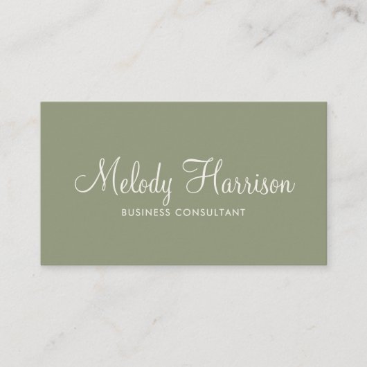 Modern Minimalist Elegant Sage Green QR Code 名刺 (正面)