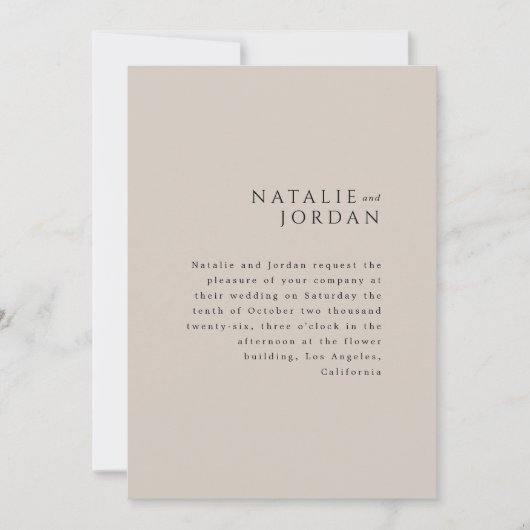 Modern Minimalist Elegant Silver Grey Wedding 招待状 (正面)