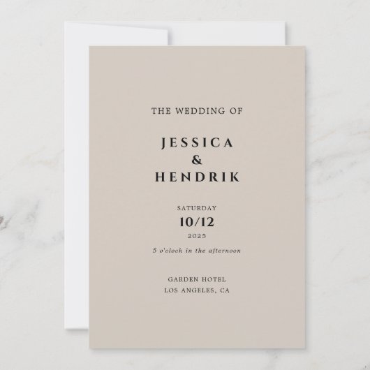 Modern Minimalist Elegant Silver Grey Wedding 招待状 (裏面)