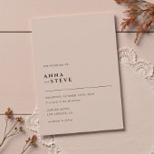 Modern Minimalist Elegant Simple Bisque Wedding 招待状