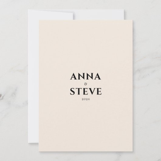 Modern Minimalist Elegant Simple Cream Wedding 招待状 (正面)