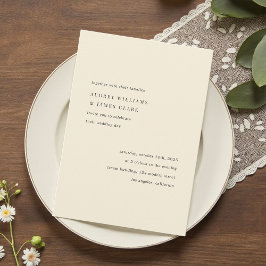 Modern Minimalist Elegant Simple Cream Wedding 招待状