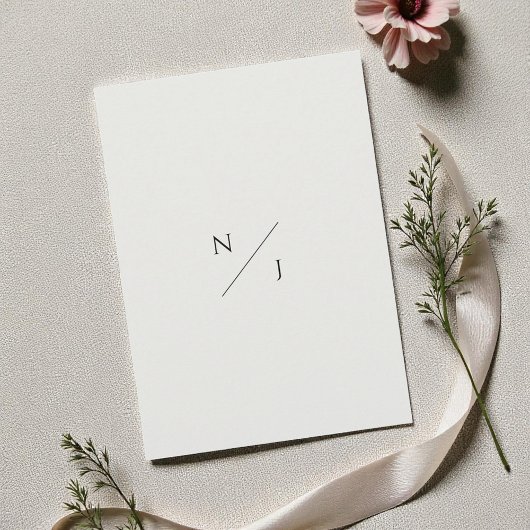 Modern Minimalist Elegant Simple Ivory Wedding 招待状