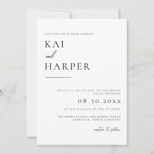 Modern Minimalist Elegant Wedding Invitations セーブザデート (正面)