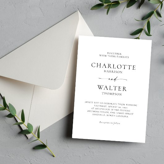 Modern Minimalist Elegant Wedding Invitations セーブザデート