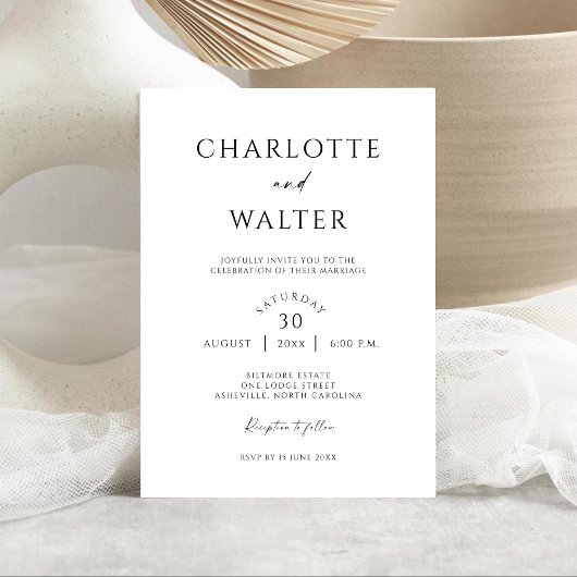 Modern Minimalist Elegant Wedding Invitations セーブザデート