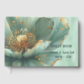 Modern Minimalist Emerald and Gold Wedding  ゲストブック (正面)