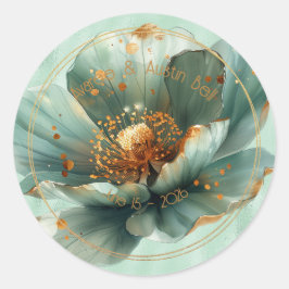 Modern Minimalist Emerald and Gold Wedding Sticker ラウンドシール