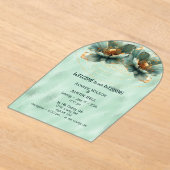 Modern Minimalist Emerald and White Wedding アクリル招待状 (レイダウン)