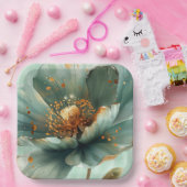 Modern Minimalist Emerald and White Wedding ペーパープレート (パーティー)