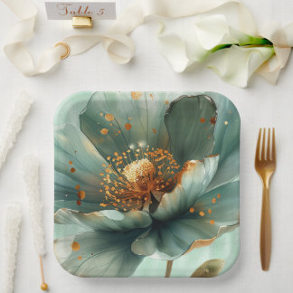 Modern Minimalist Emerald and White Wedding  ペーパープレート