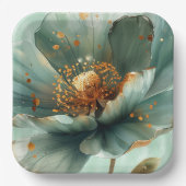 Modern Minimalist Emerald and White Wedding ペーパープレート (正面)