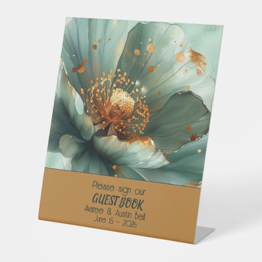 Modern Minimalist Emerald and White Wedding  台座サイン (正面)