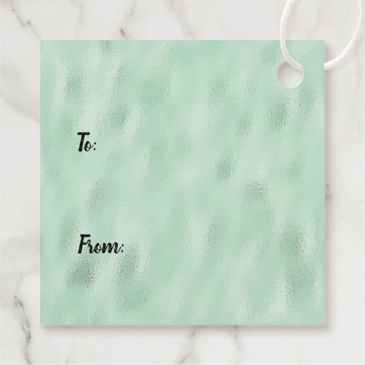Modern Minimalist Emerald and White Wedding Favor  フェイバータグ (裏面)