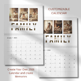 Modern Minimalist Family Photo Calendar 2026 カレンダー