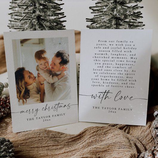 Modern Minimalist Family Photo Christmas Card 招待状