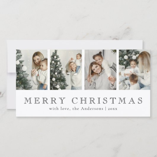 Modern Minimalist Family Photo Collage Christmas シーズンカード (正面)
