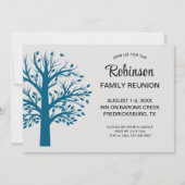 Modern Minimalist Family Reunion Ocean Blue Tree 招待状 (正面)