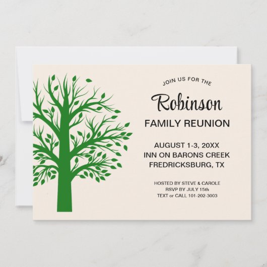 Modern Minimalist Family Reunion Tree 招待状 (正面)