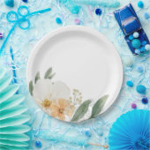 Modern Minimalist Farmhouse Floral Paper Plates ペーパープレート (パーティー)