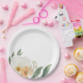 Modern Minimalist Farmhouse Floral Paper Plates ペーパープレート (パーティー)