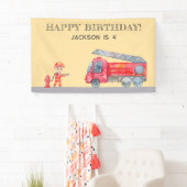 Modern Minimalist Firetruck Fireman birthday 横断幕 (インサイチュ)