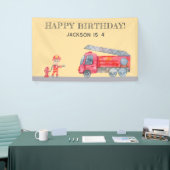 Modern Minimalist Firetruck Fireman birthday 横断幕 (トレードショー)