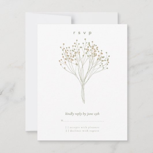 Modern Minimalist Floral Baby Shower RSVP Card (正面)