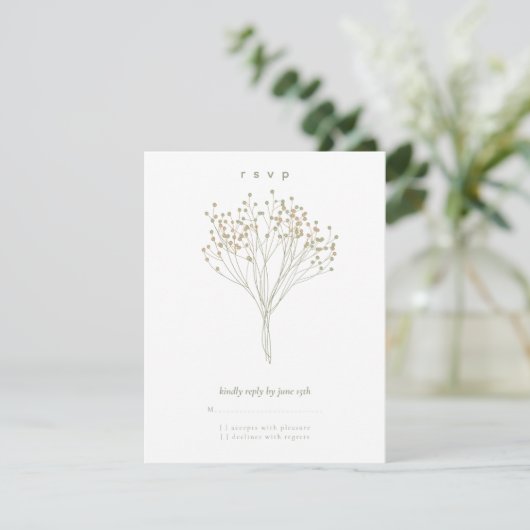 Modern Minimalist Floral Baby Shower RSVP Card (スタンド正面)