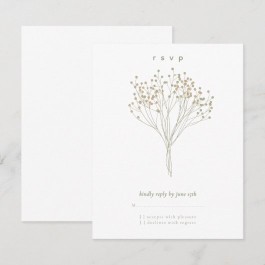 Modern Minimalist Floral Baby Shower RSVP Card (正面/裏面)