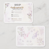 Modern Minimalist Floral RSVP Card | Lavender Rose エンクロージャーカード (正面/裏面)