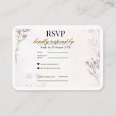 Modern Minimalist Floral RSVP Card | Lavender Rose エンクロージャーカード (正面)