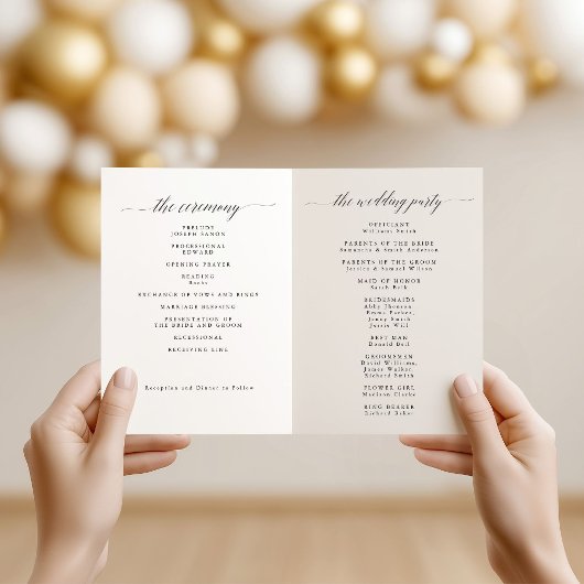 Modern Minimalist Folded Wedding Program プログラム