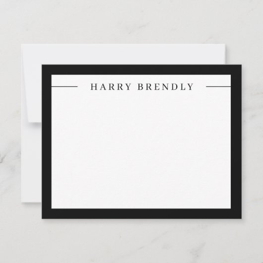 Modern Minimalist Frame Black White Flat Note Card ノートカード (正面)