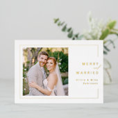 Modern Minimalist Frame Merry and Married Photo 箔シーズンカード (立ち正面)