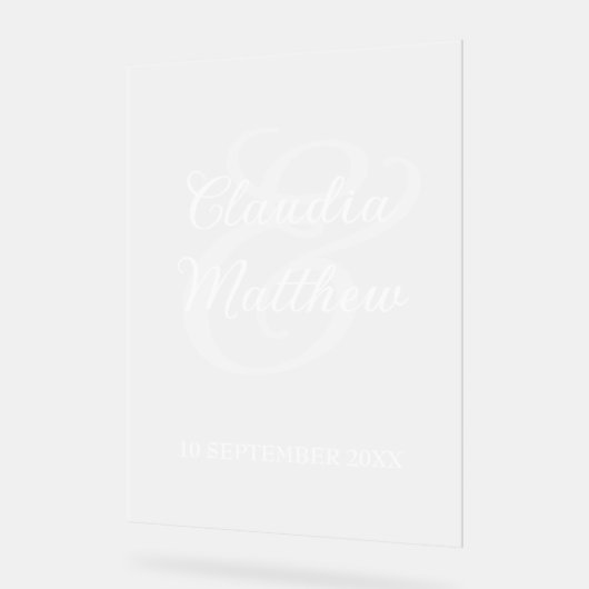 Modern Minimalist Frosted Effect Wedding  アクリルサイン (傾斜)