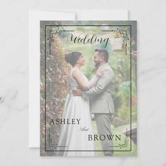 Modern Minimalist Full Clean Front Photo Wedding  招待状 (正面)