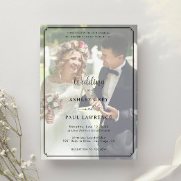 Modern Minimalist Full Photo Overlay Wedding 招待状