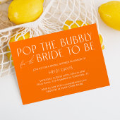 Modern Minimalist Fun Vibrant Orange Bridal Shower 招待状