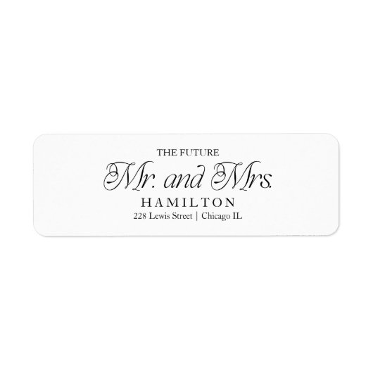 Modern Minimalist Future Mr and Mrs Return ラベル (正面)