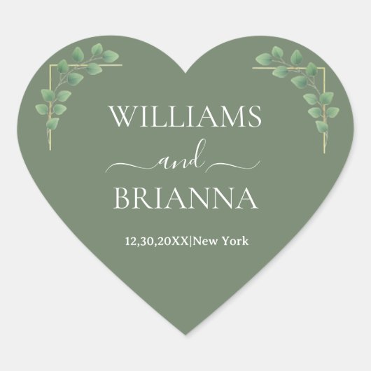 Modern Minimalist Geometric Frame Wedding  ハートシール (正面)