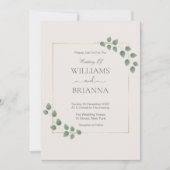 Modern Minimalist Geometric Gold Frame Wedding 招待状 (正面)