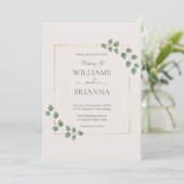 Modern Minimalist Geometric Gold Frame Wedding 招待状 (スタンド正面)